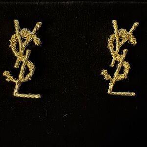 Yves Saint Laurent Gold Monogram Earrings